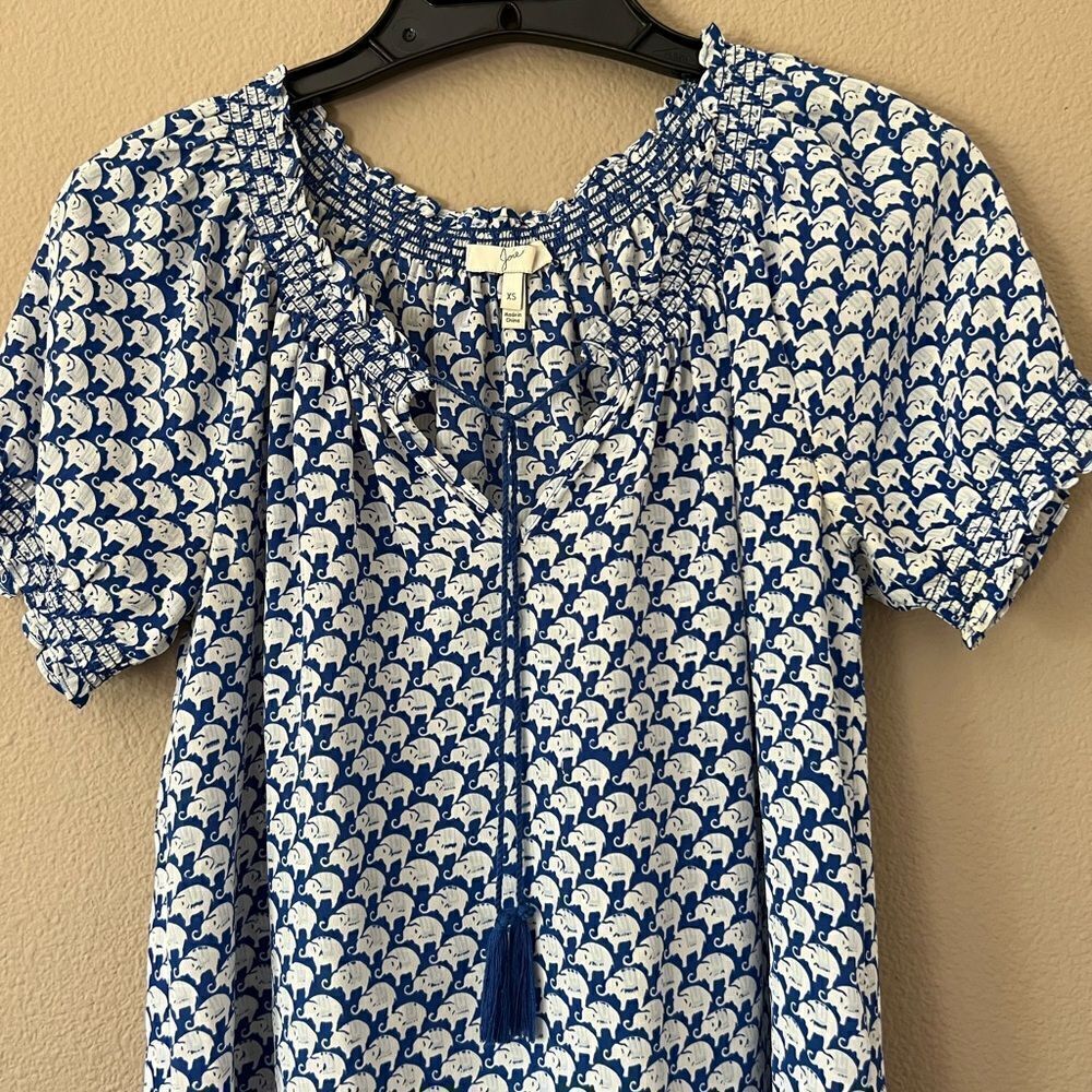 Joie Masha 100% Silk Elephant Print Tassel Blouse - Picture 6 of 9